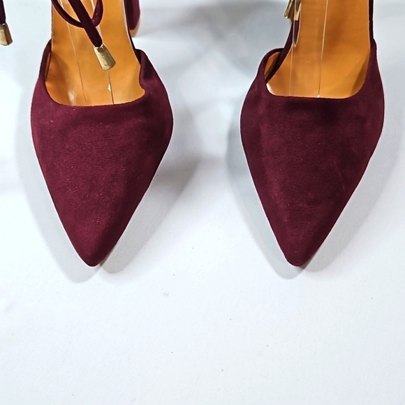 Hengsong Purple Wrap Around Strap Suede Block Women's Heels Sz 39 - Picture 3 of 7